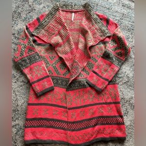 Bright pink Aztec cardigan EUC
